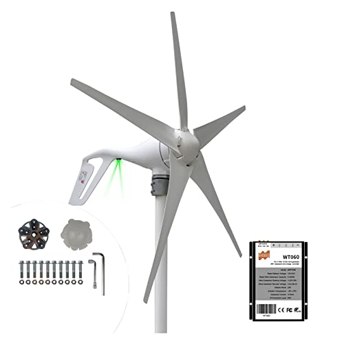 Kit de energía para generador de turbina eólica 400W AC12V/24V colorido aerogenerador pequeño molino de viento for uso doméstico o en barco con controlador de viento de 600W para el hogar/farola/barco