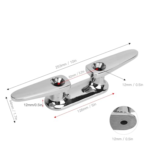 MUNEFE Cornamusa para Barco de Acero Inoxidable de 10 Pulgadas, Placa de Cornamusa para Muelle, Cornamusa para Cuerda de Muelle Marino, Adecuada para atracar, amarrar y Fijar Cuerdas