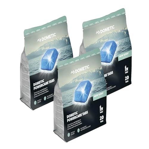 Pastillas WC Quimico Autocaravana - 3 x 20UND Waeco Dometic Power Care Tabs Total 60 Unidades Pastillas Inodoro, Perfectas Para Barcos, Caravanas, Camper, Todo Tipo de WC Químico.