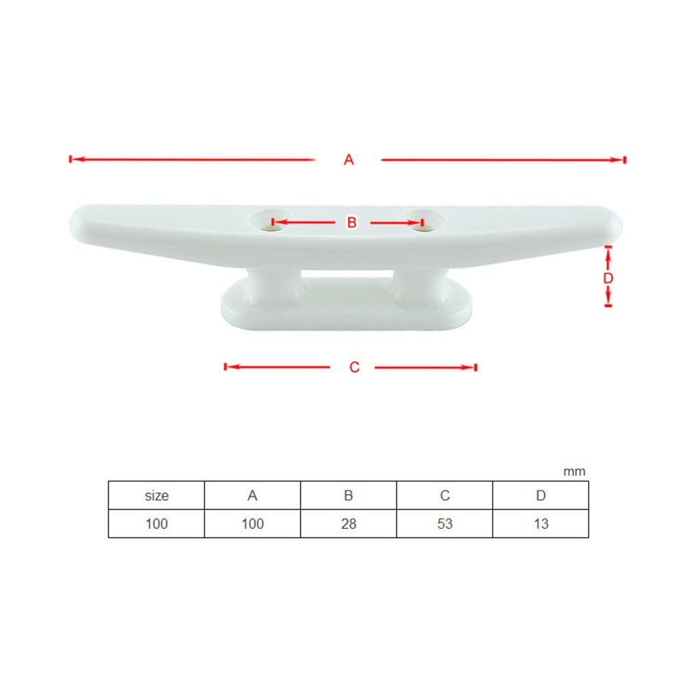 Grapa Para Barcos,Cornamusas para Muelles de Amarre,Tacos de Base Abierta Base de Cuerda Marina,Taco de Barco Nailon,Taco de Base Abierta Accesorios de Hardware para Barcos 100mm Blanco 2PC Tokaneit