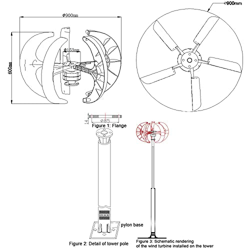 Aerogenerador 3000W Generador Viento,Turbina Eólica Vertical Kit con Controlador 5 Cuchillas Ajuste Automático De Dirección Viento,Para Barcos Terrazas Cabañas O Hogar,White-24V