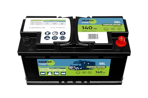 Batería de gel para autocaravana, 12 V, 140 Ah, batería de gel móvil y estacionaria, batería de gel para caravana, batería AGM protegida contra vibraciones y golpes