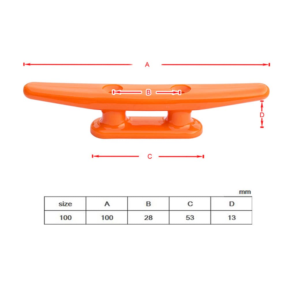 Grapa Para Barcos,Cornamusas para Muelles de Amarre,Tacos de Base Abierta Base de Cuerda Marina,Taco de Barco Nailon,Taco de Base Abierta Accesorios de Hardware para Barcos 100mm Naranja 2PC Tokaneit