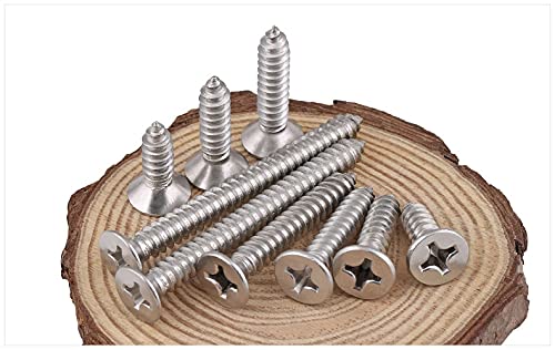 ANSIEDIO Tornillos para Madera, Tirafondos para Madera, Rosca Completa Cabeza Avellanada Cabeza Plana Tornillo Autorroscante, M5×35mm,50 pcs