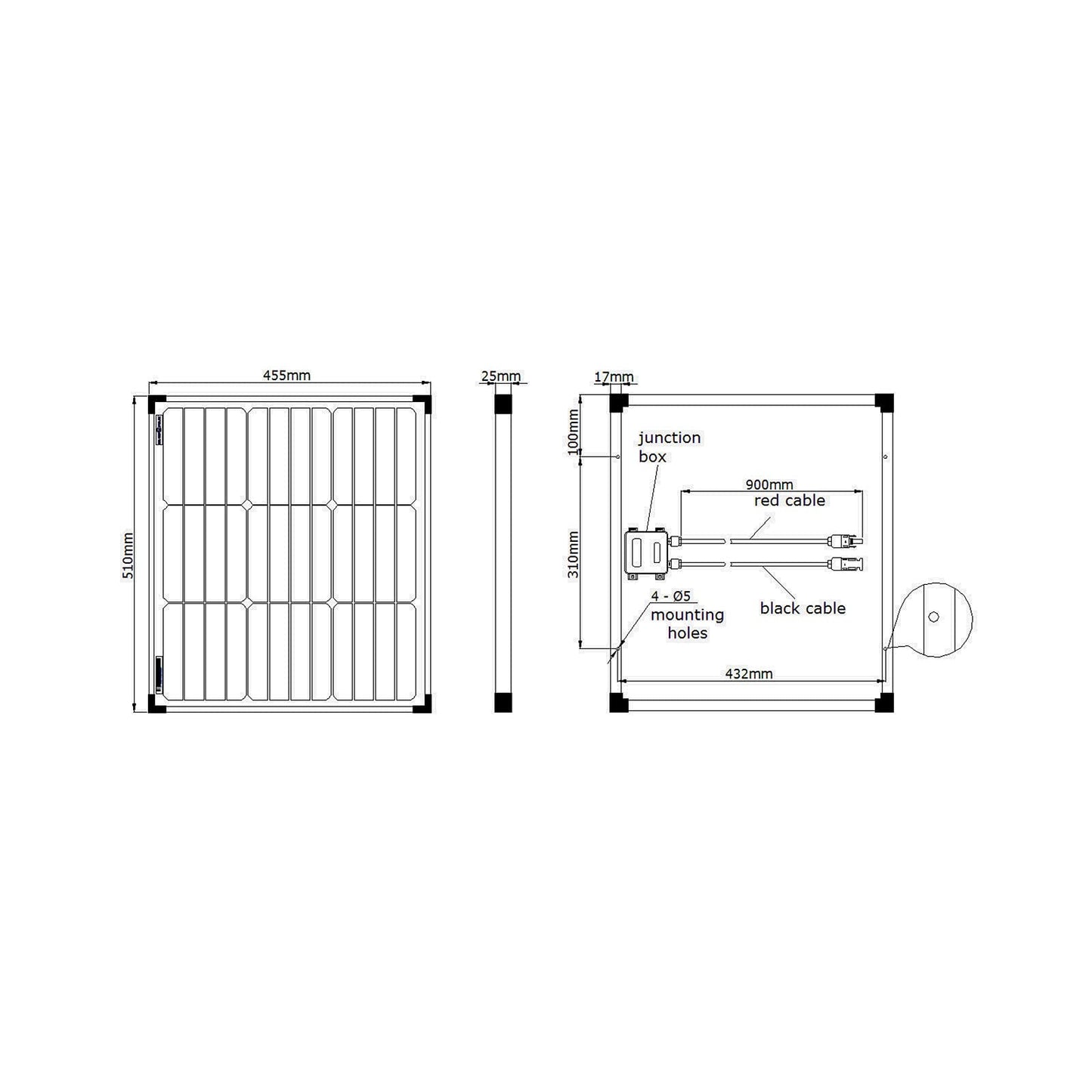 Enjoy solar Mono 30 W 12V Módulo Solar Monocristalino Módulo Fotovoltaico Ideal para Autocaravana, Vivienda de Jardín, Barco.