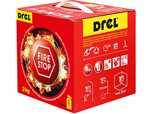 DREL Extintor Fireball 2 kg, Tiempo de Respuesta automático: 3-5 Segundos, con Sensor de Incendio