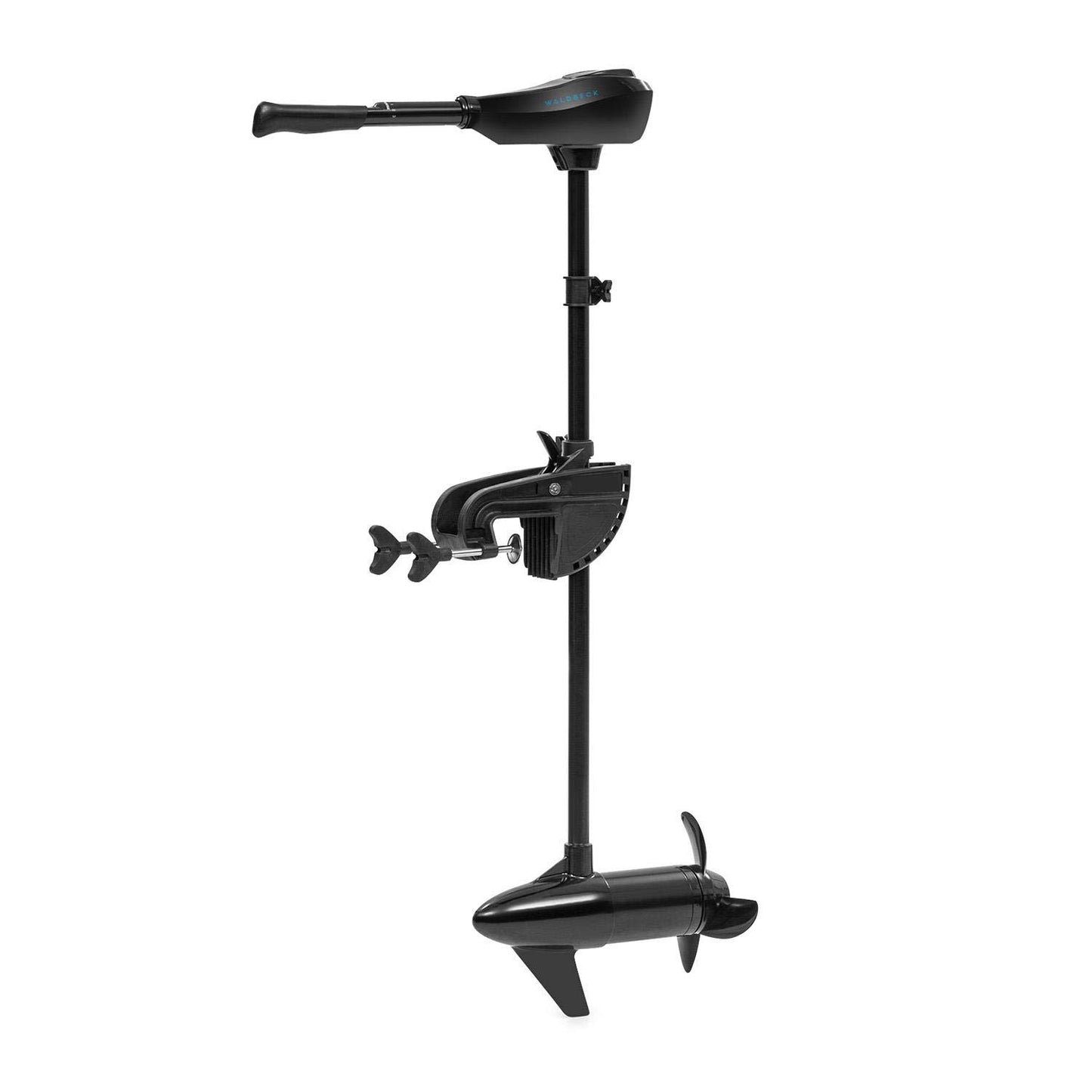 Waldbeck Barracuda - Motor fueraborda eléctrico, Acelerador TripleBlade, 5 marchas hacia delante, 2 marchas hacia atrás, Inclinable 90°, Altura regulable 5-70 cm, 24 V, 86 lbs (382,7 N), Negro