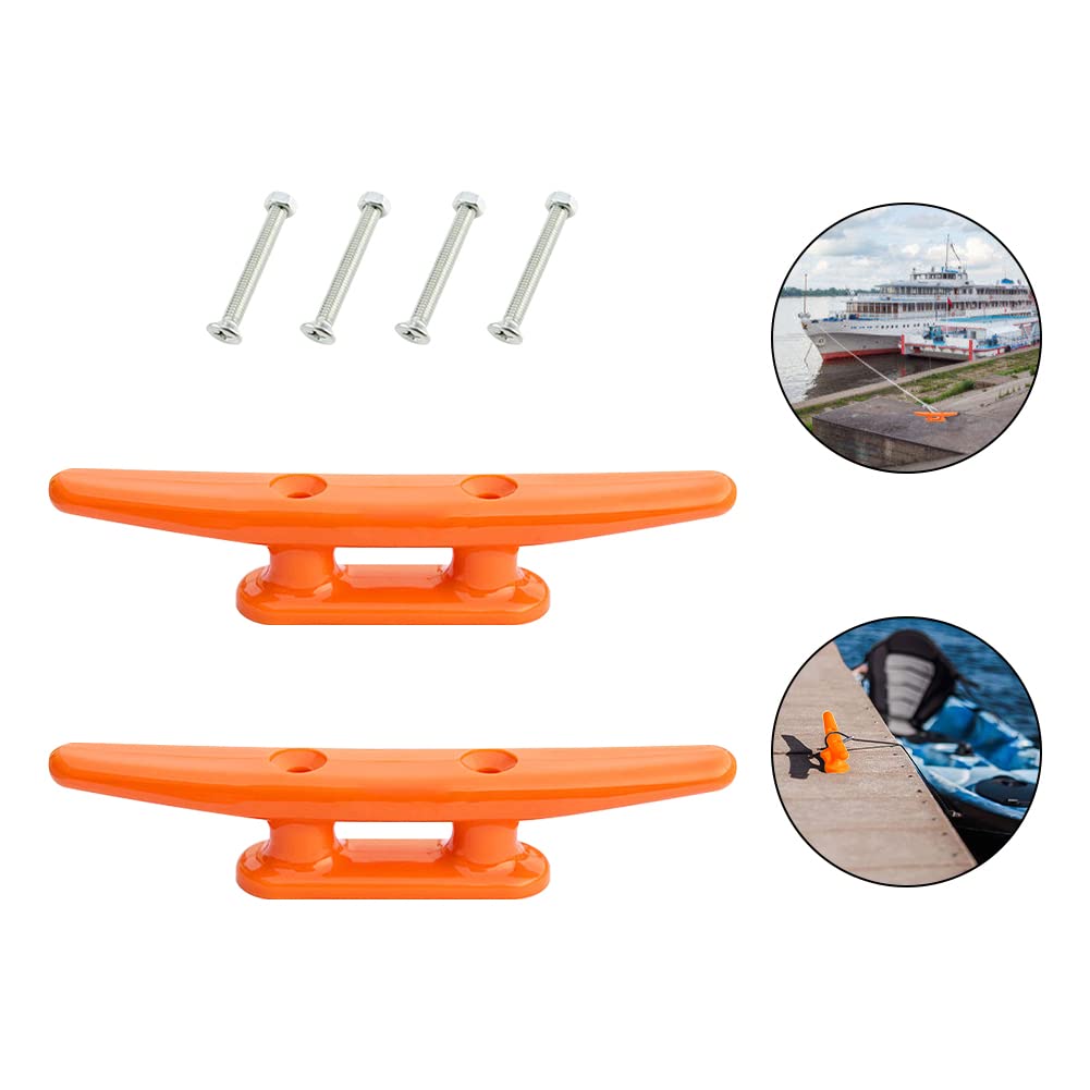 Grapa Para Barcos,Cornamusas para Muelles de Amarre,Tacos de Base Abierta Base de Cuerda Marina,Taco de Barco Nailon,Taco de Base Abierta Accesorios de Hardware para Barcos 100mm Naranja 2PC Tokaneit