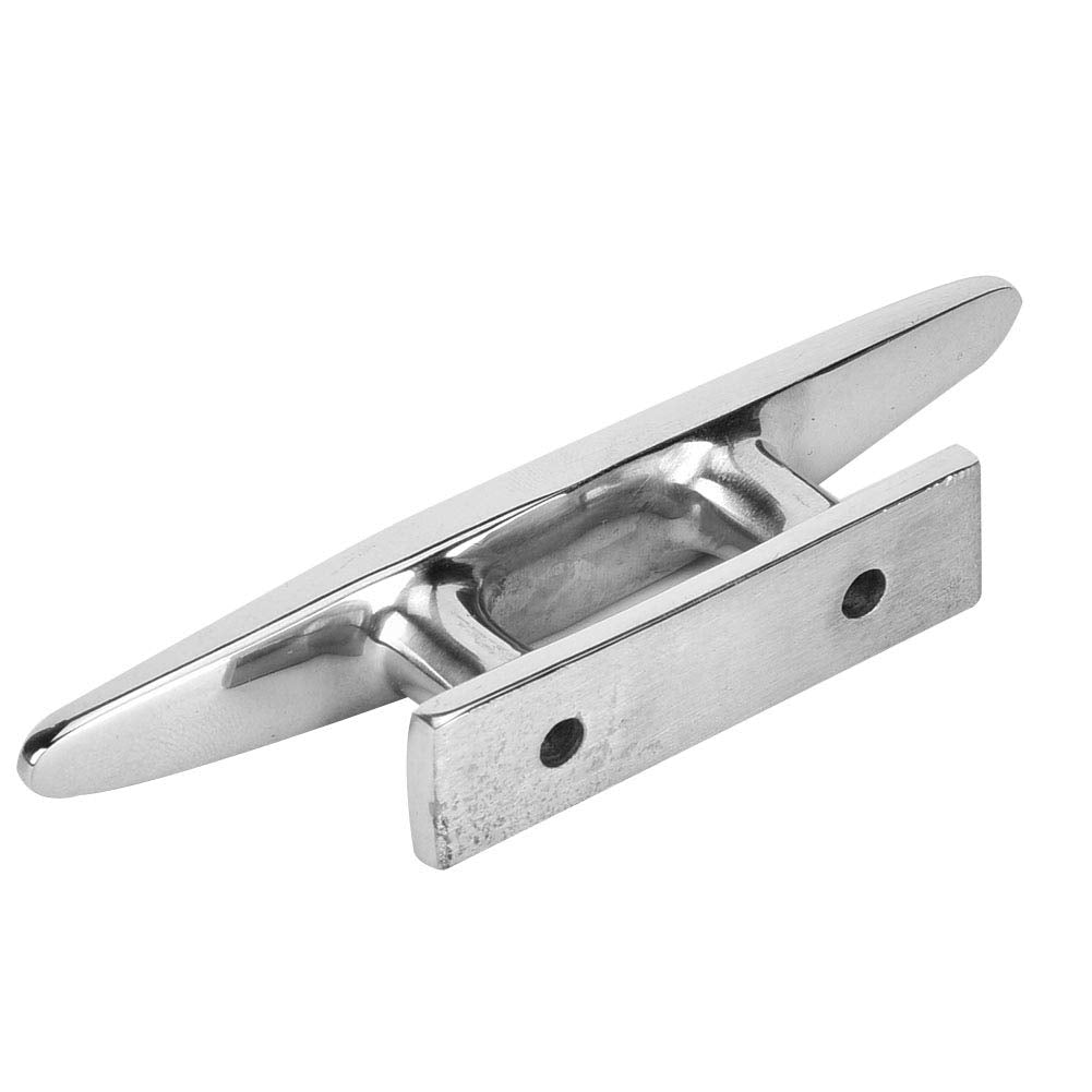 Cornamusa de muelle para barcos, 10-20 cm Clava plana baja plateada clásica Acero inoxidable 316 Hardware marino de servicio pesado Mordaza de muelle de amarre para barcos Barcos Yates(20 x 4.2cm)