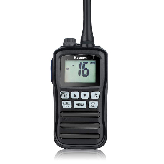 RS-25M VHF Radio marina impermeable IP-X7 156-162MHz banda profesional transceptor marino walkie talkie recargable 16 canales radio de mano bidireccional con cargador de batería para pesca en barco