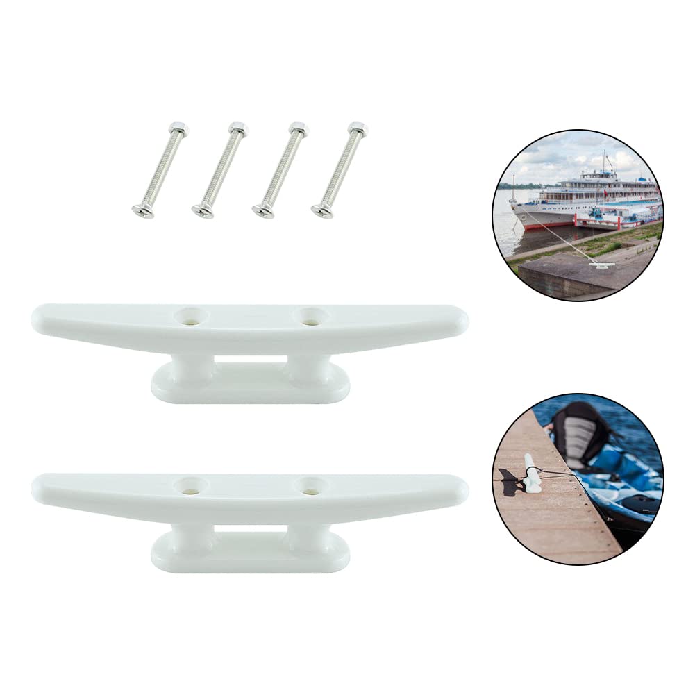 Grapa Para Barcos,Cornamusas para Muelles de Amarre,Tacos de Base Abierta Base de Cuerda Marina,Taco de Barco Nailon,Taco de Base Abierta Accesorios de Hardware para Barcos 100mm Blanco 2PC Tokaneit