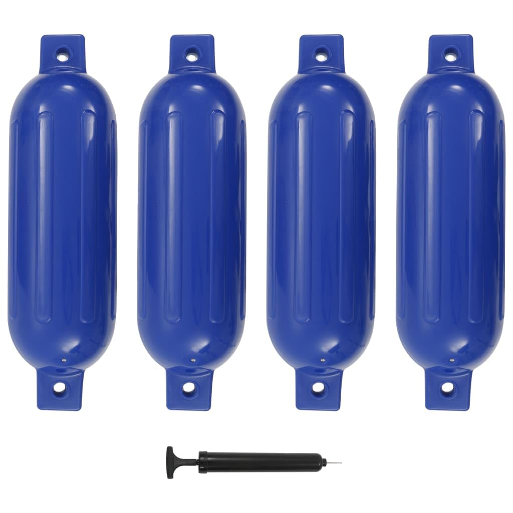 vidaXL Defensas de Barco 4 uds, Parachoques para Embarcación, Escudo Protector de Muelle, Protección contra Accidentes de Barca, PVC Azul