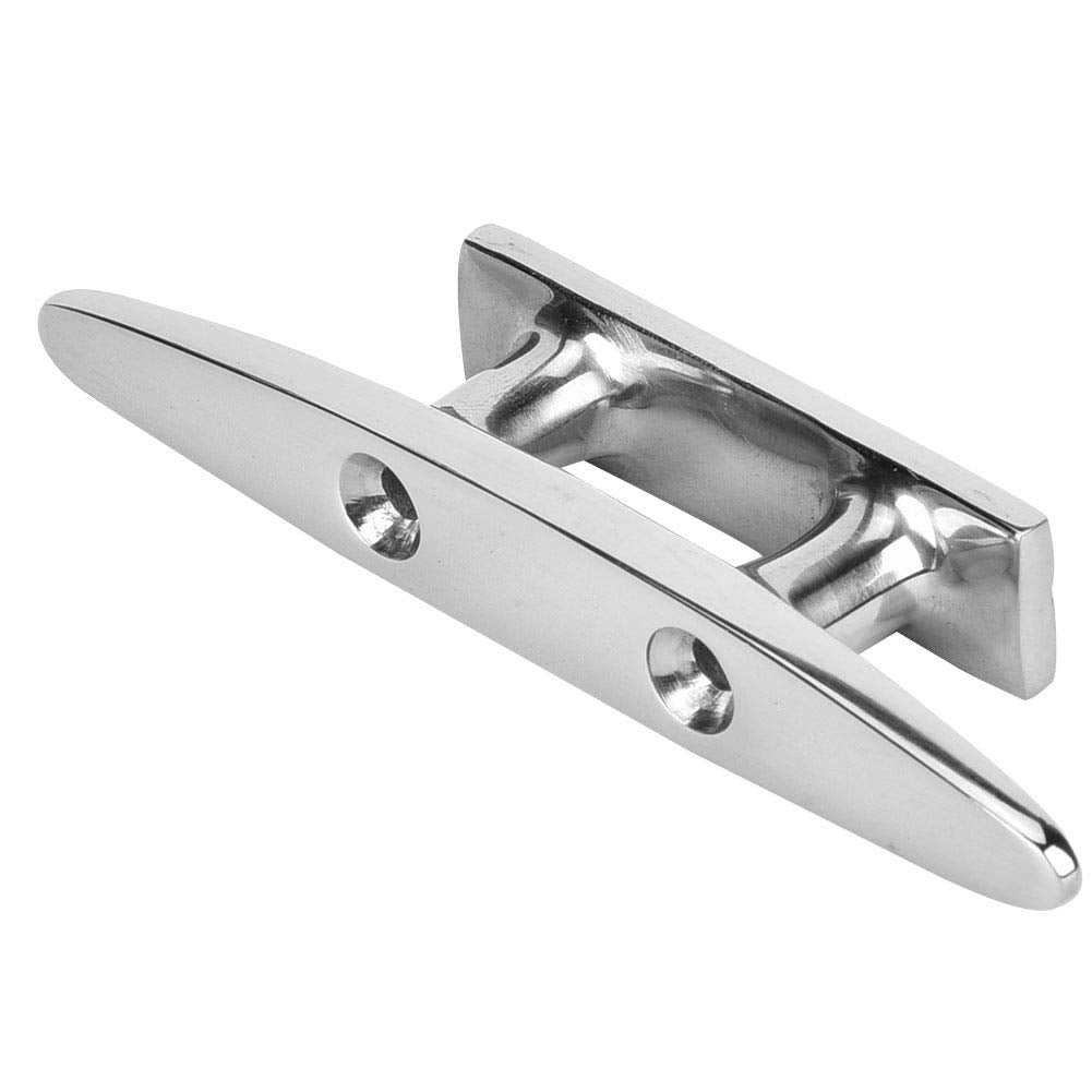 Cornamusa de muelle para barcos, 10-20 cm Clava plana baja plateada clásica Acero inoxidable 316 Hardware marino de servicio pesado Mordaza de muelle de amarre para barcos Barcos Yates(20 x 4.2cm)