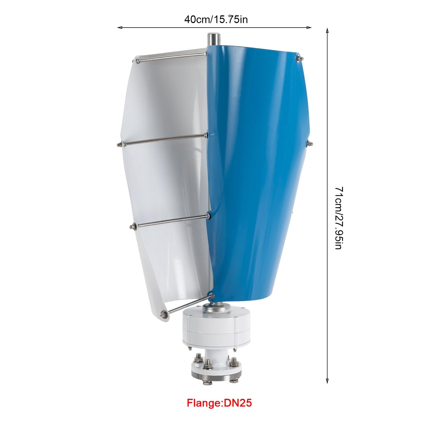 banborba Generador de viento vertical de 500 W, turbina eólica trifásica de 24 V, turbina eólica vertical de 2 cuchillas con dispositivo de control, adecuado para barcos, cenadores, cabañas o casas