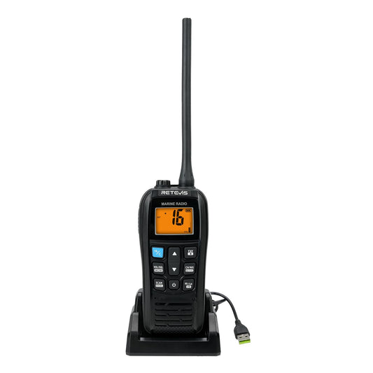 Retevis RM22 VHF Radio Marina, Walkie Talkie Impermeable IP67, Flotante, 2200 mAh, 88 Canales, Audio 900 MW, Radio Marina Bidireccional de Largo Alcance para Kayak, Pesca, Vela (Negro, 1 Pieza)