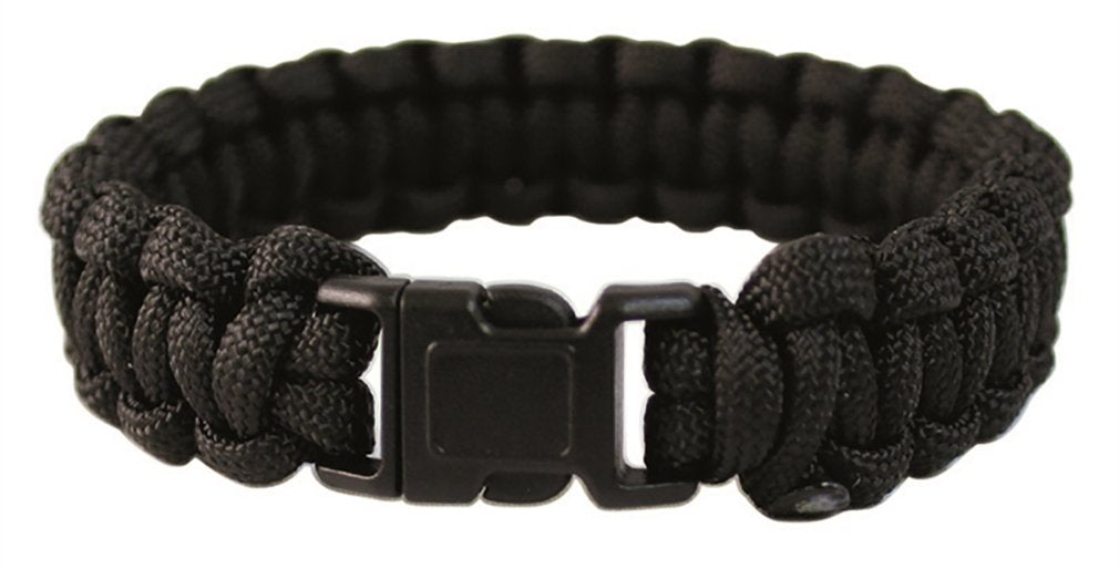 Mil-Tec Pulsera Paracord de 22 mm, color negro, Medium, Poliéster, Sin piedra