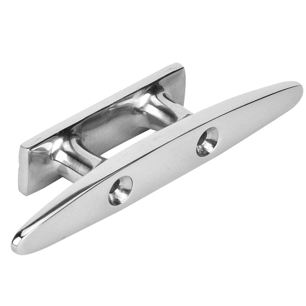 Cornamusa de muelle para barcos, 10-20 cm Clava plana baja plateada clásica Acero inoxidable 316 Hardware marino de servicio pesado Mordaza de muelle de amarre para barcos Barcos Yates(20 x 4.2cm)