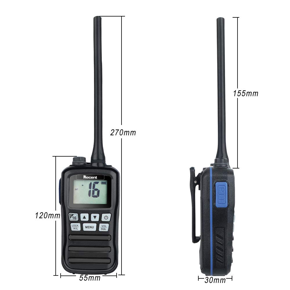 RS-25M VHF Radio marina impermeable IP-X7 156-162MHz banda profesional transceptor marino walkie talkie recargable 16 canales radio de mano bidireccional con cargador de batería para pesca en barco