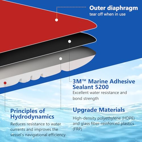 Protector de quilla para barco: fácil de instalar y adherido de forma segura, resistente a la corrosión, 6 pulgadas de ancho, 6 pies de largo, protectores de quilla autoadhesivos de fibra de vidrio y