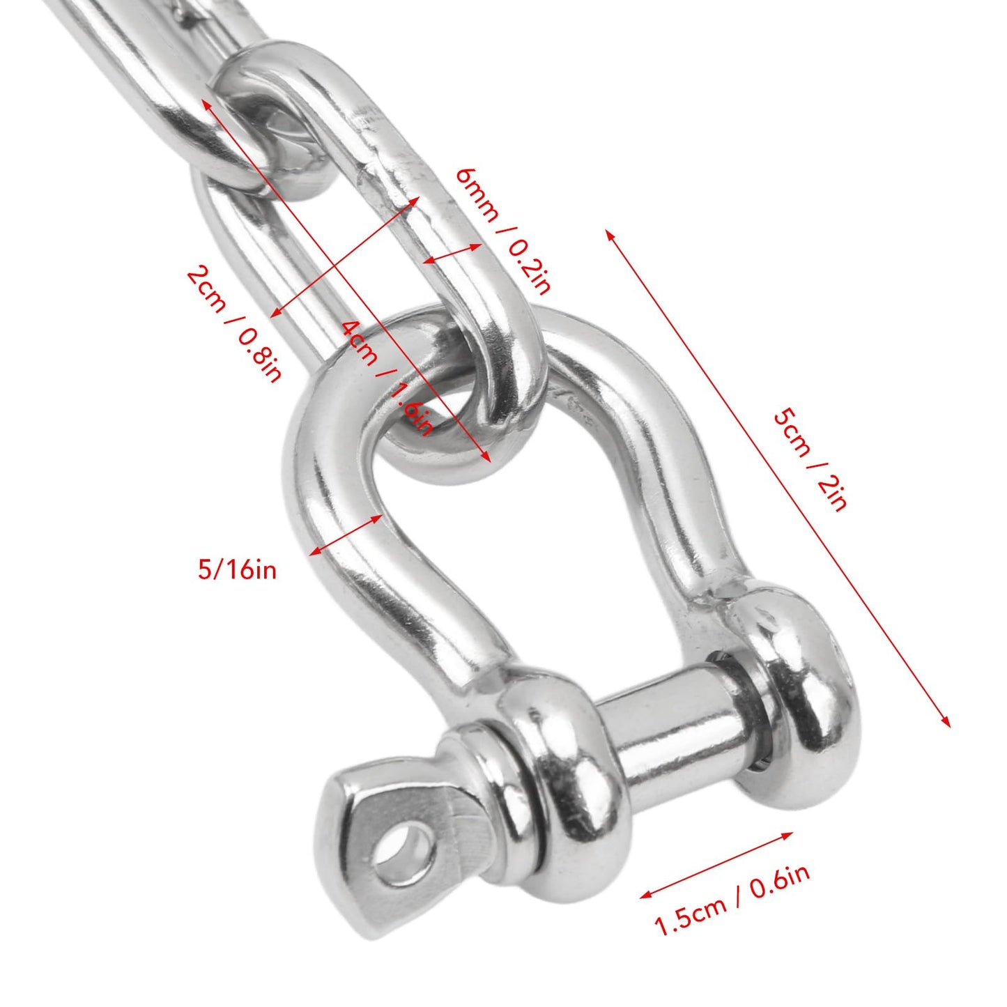 Cadena de Ancla Marina Acero Inoxidable 316 Fácil de Usar Cadena de Ancla de Anillo Central de Alta Durabilidad para Barcos