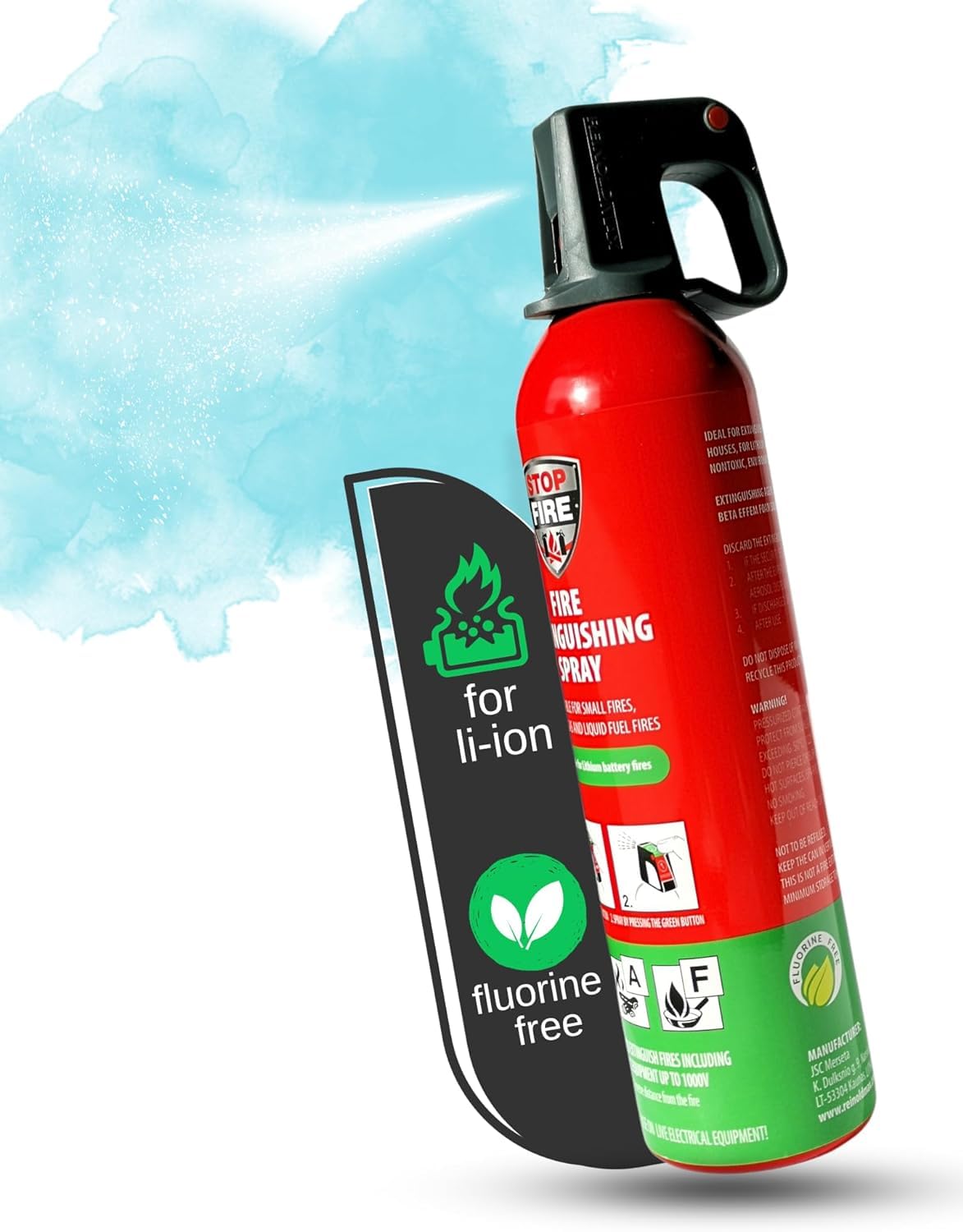 notlok Safety Work - 750g extintor para Incendios eléctricos | extintor Spray A F + baterías de Litio y baterías de Coche | extintor de Grasa, extintor hogar, extintor Coche extintor Espuma