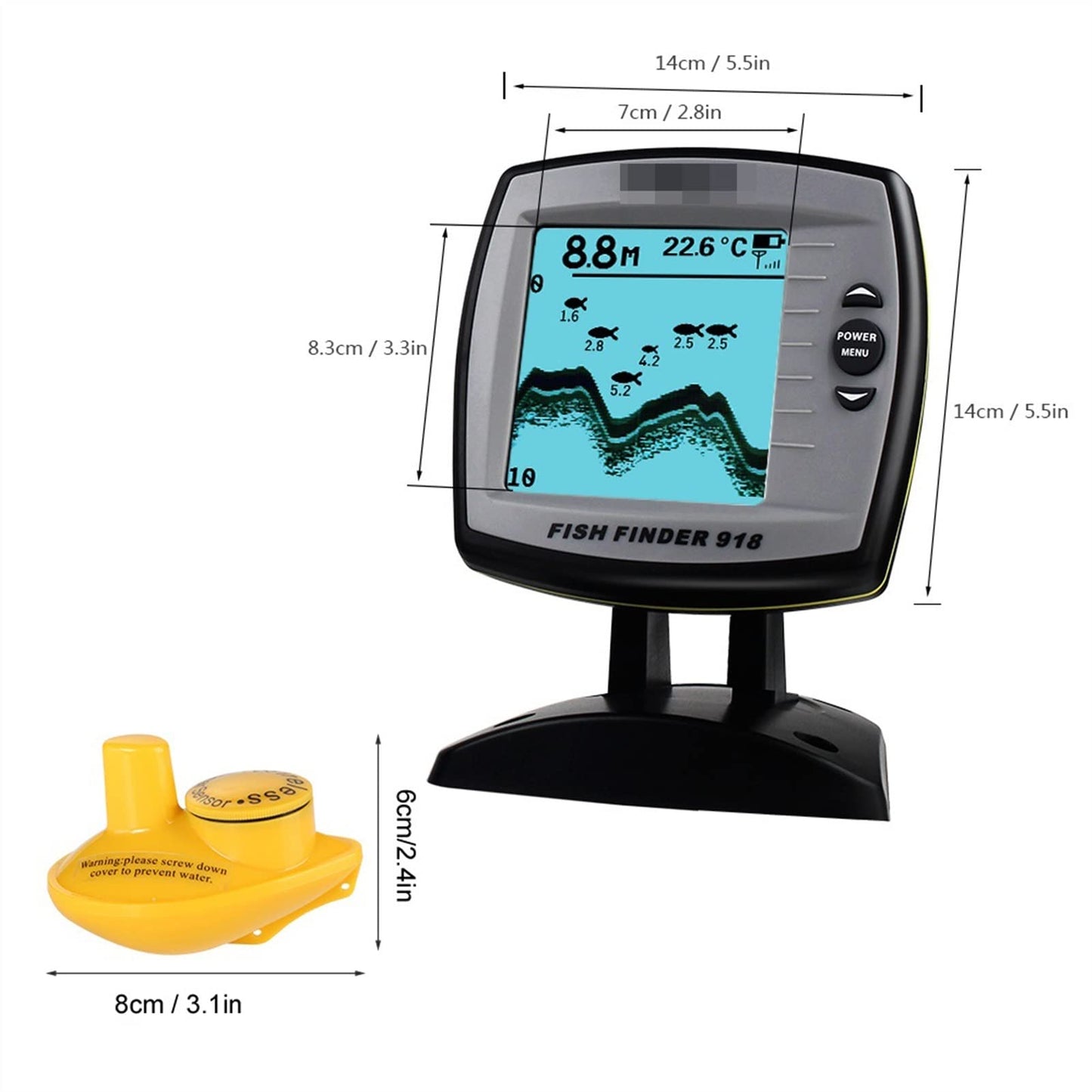 Kit de cámara de pesca submarina portátil Buscador de peces Profundidad de sonda inalámbrica 125 KHz Frecuencia de sonda Localizador de peces Buscador de peces para barcos Detector de peces Cámar