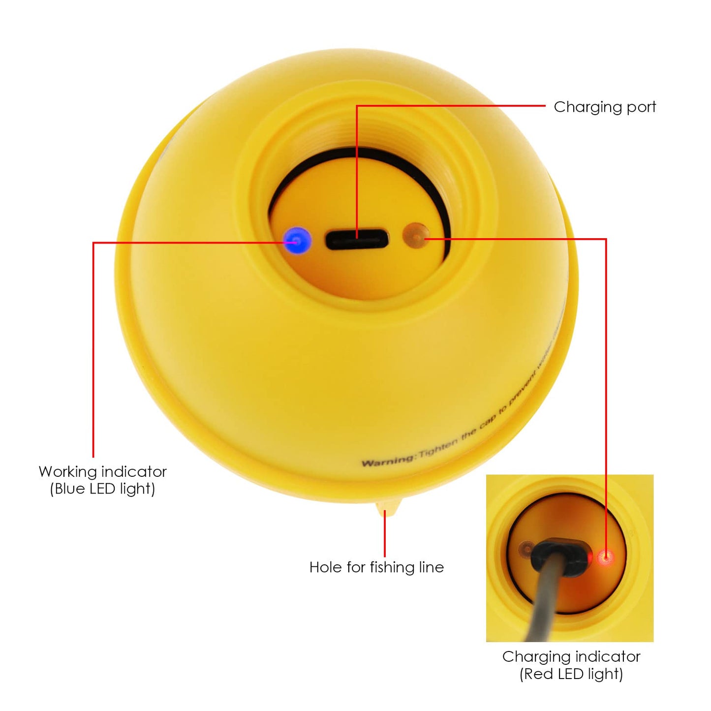 Localizador de Peces Inalámbrico Sensor de Sonda 125kHz Frecuencia 45 Metros / 147 Pies Profundidad Alarma Función y Largo LCD Monitor