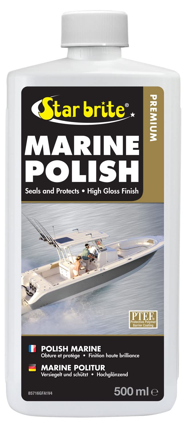 STAR BRITE Premium Marine Polish - Máxima Protección UV y Acabado de Alto Brillo - Los Inhibidores UV Evitan la Decoloración y la Oxidación - Repele el Agua, la Suciedad y Otros Depósitos