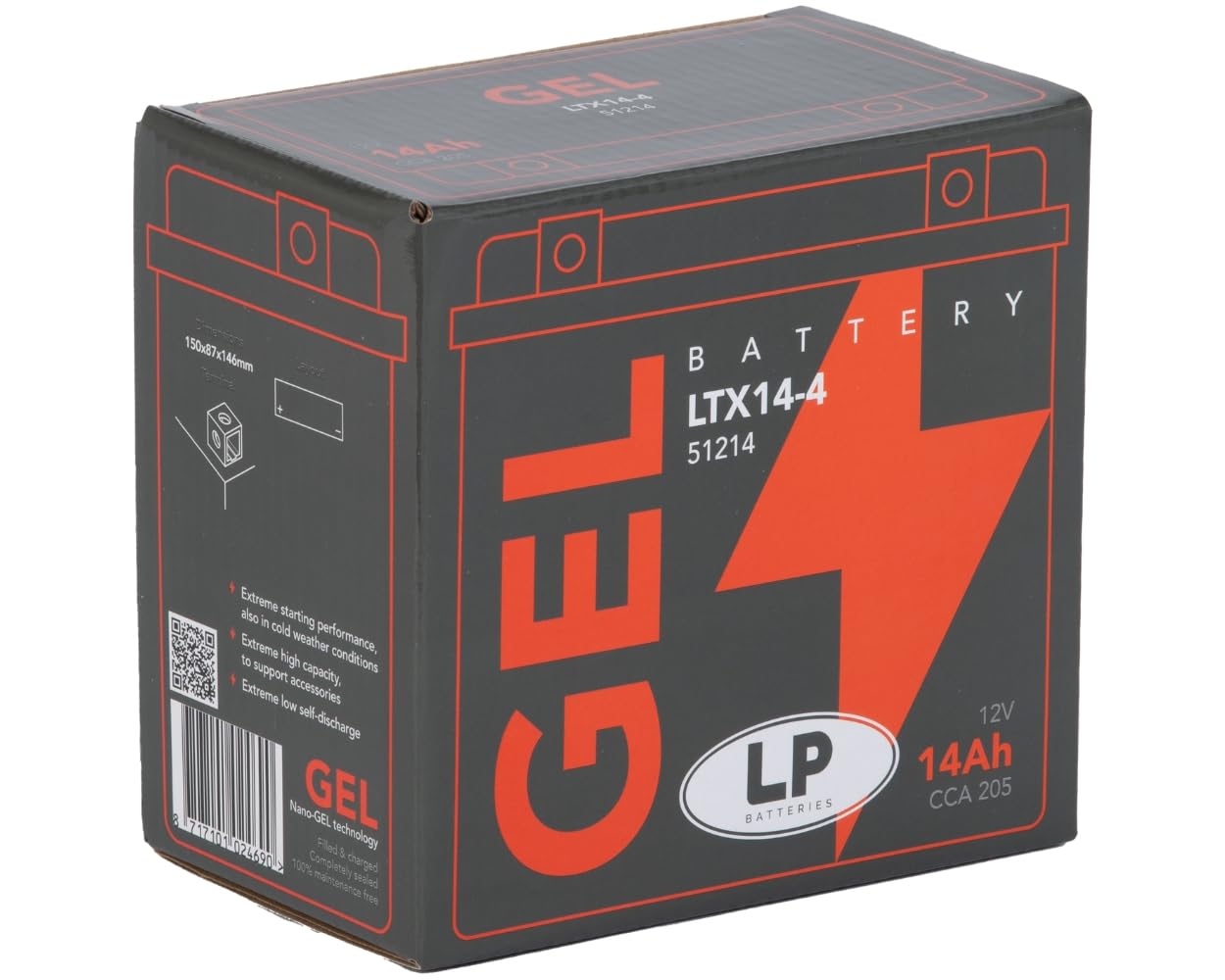 Batería Moto Gel 12V 14Ah (10Hr) 205CCA Landport - MG LTX14-4