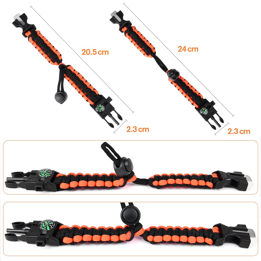 Flintronic Pulseras de Supervivencia al Aire Libre, 2PCS 5 en 1 Paracord Bracelets, Kit Pulsera Paracord Supervivencia, Camuflaje Supervivencia Pulsera para Camping/Actividades al Aire Libre