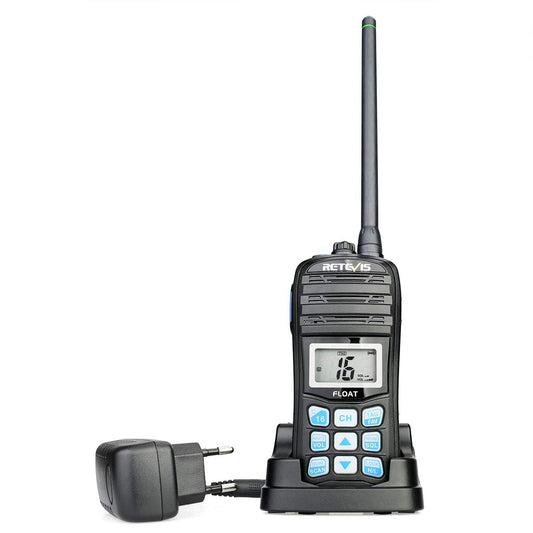 Retevis RT55 Radio VHF Portátil, Walkie Talkie Marino IP67, Radio Portátil Impermeable con Vibración, Radio de Frecuencia Muy Alta con Canal Marino Internacional Equipo Marino(Negro, 1 Pieza)