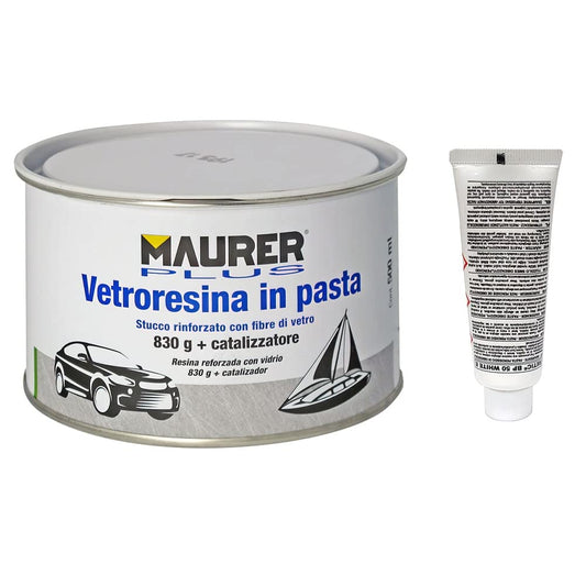 MAURER 14075020 Masilla Fibra Vidrio 500 ml. (con Endurecedor), Multicolor