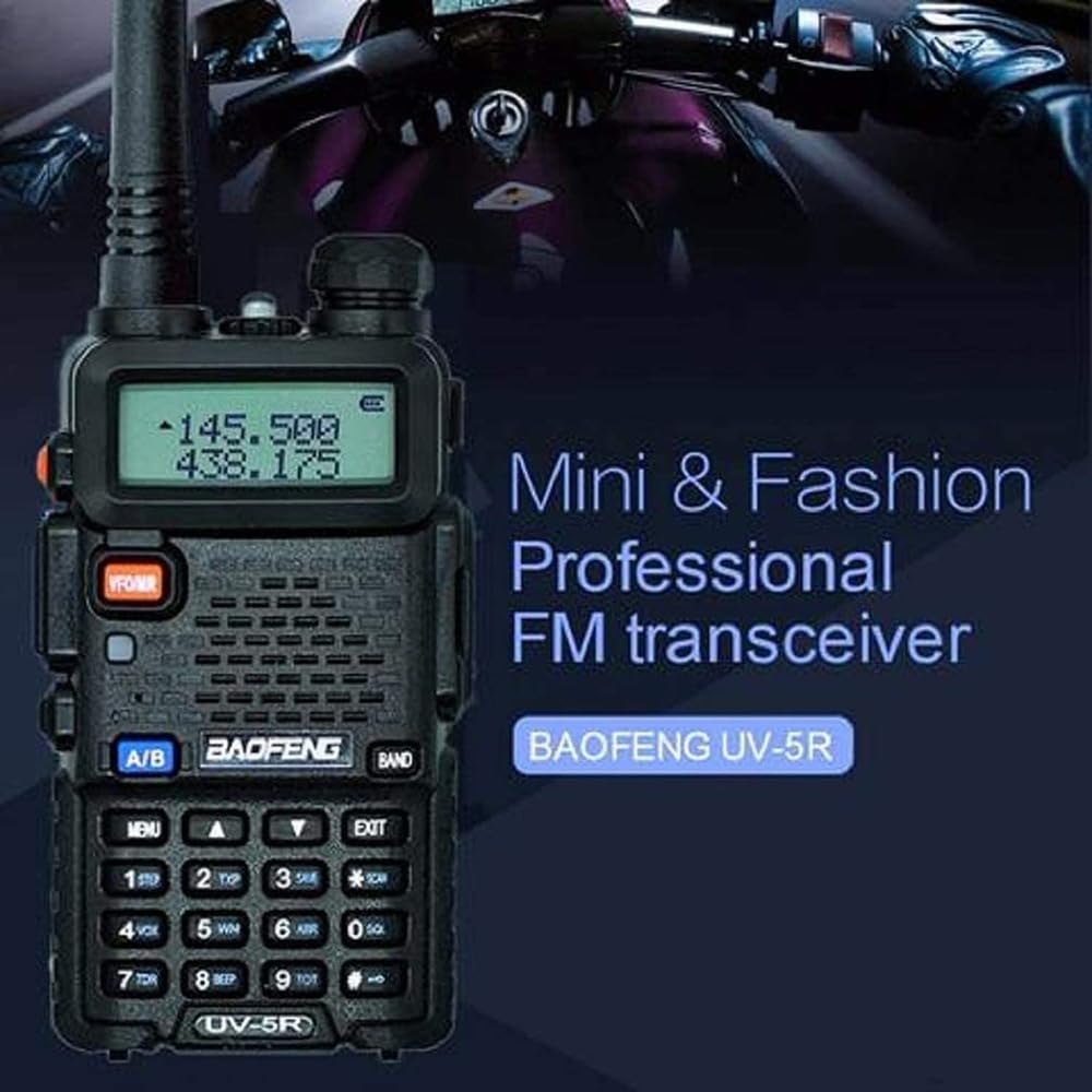 BAOFENG BF UV-5R 8-Watt Dual Band Two-Way Radio (144MHz-146MHz VHF & 430MHz-440MHz UHF) Includes Full Kit, Black