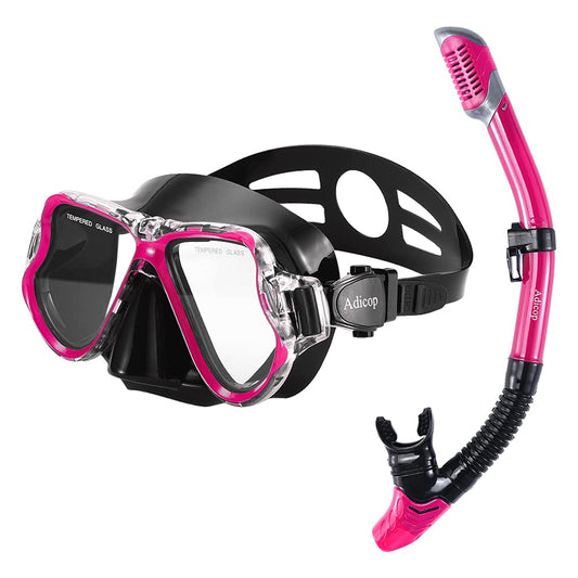 Adicop Snorkel Gafas de Buceo Adulto Máscara de Esnórquel para Adultos Juego de Máscara y Tubo Snorkel de Esnórquel