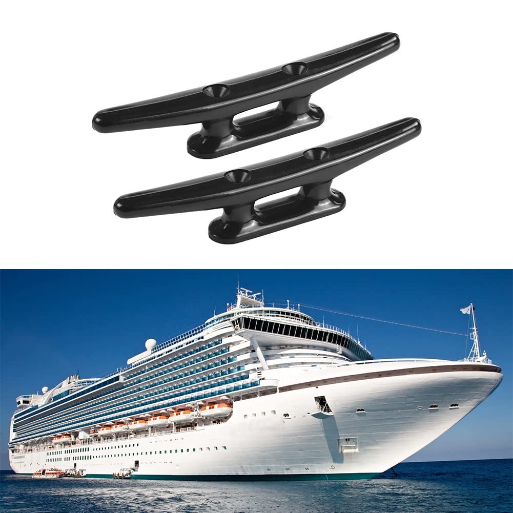 Grapa Para Barcos,Cornamusas para Muelles de Amarre,Tacos de Base Abierta Base de Cuerda Marina,Taco de Barco Nailon,Taco de Base Abierta Accesorios de Hardware para Barcos 100mm Negro 2PC Tokaneit