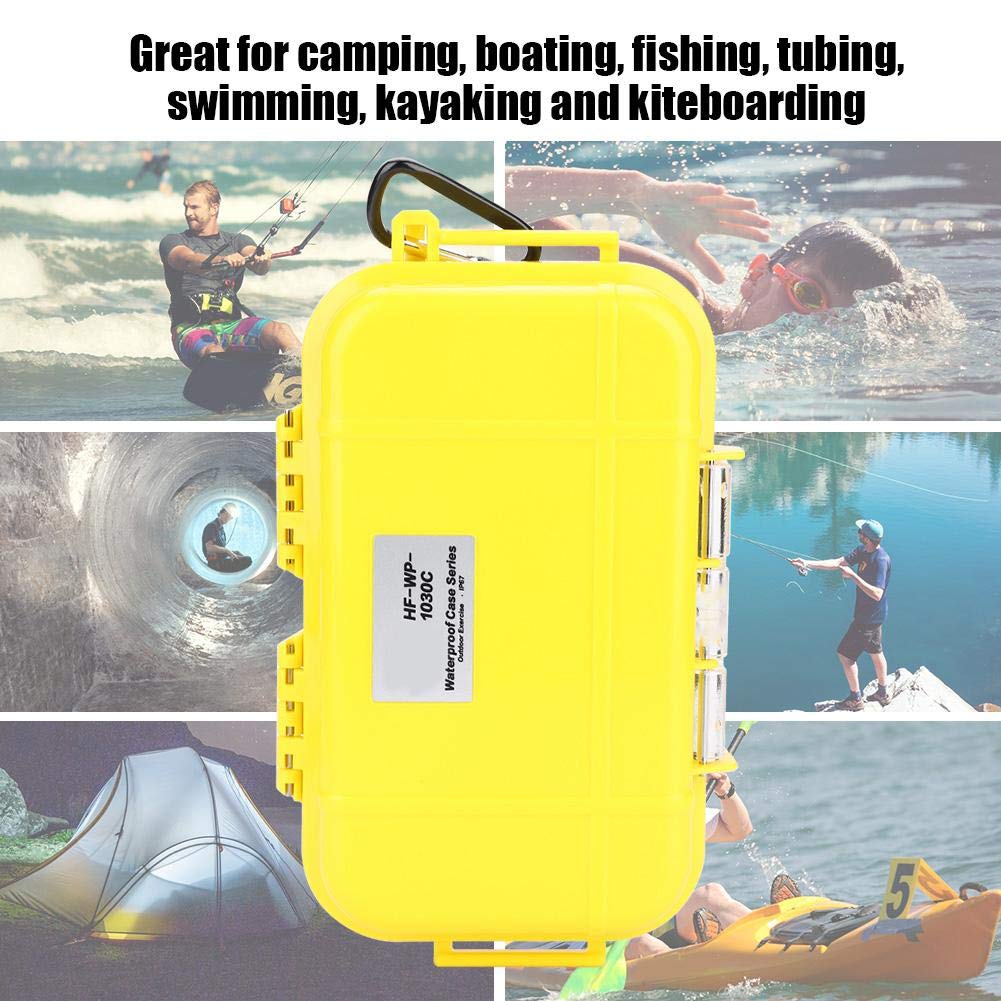 Caja Seca Impermeable,Estuche Impermeable a Prueba de Agua Buceo Supervivencia Caja de Transporte Contenedor Cojín de Goma Interior Desmontable reemplazo para Kayak Senderismo Pesca Camping(Amarillo)