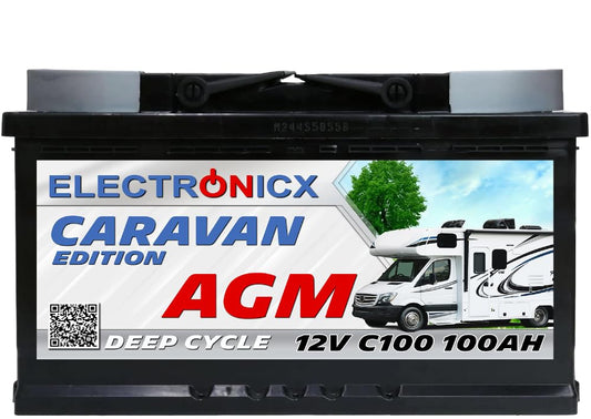 Bateria solar AGM 12v 100 Ah Electronicx Caravan Edition V2, fornecimento de bateria caravana caravana campismo gel acumulador mover