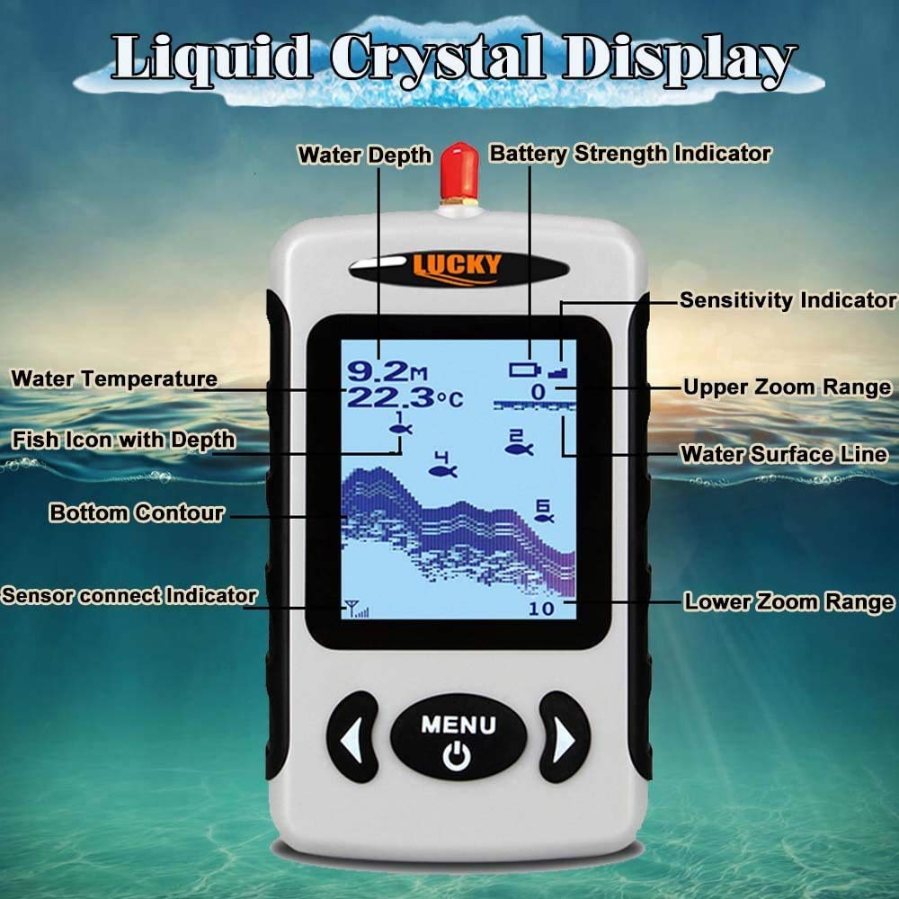 LUCKY Inalámbrico Buscador de Peces Sensor de Sonda Portátil Sonda de Buscador de Peces Pantalla LCD Sondas de Profundidad para Pesca Pesca en Hielo Pesca en Kayak