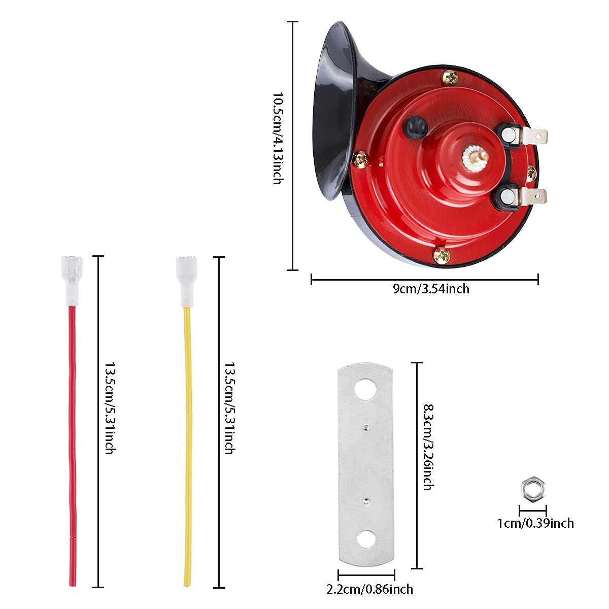 Kikuo Cuerno de Caracol Universal de Doble Tono, Bocina de Aire, con Forma de Caracol, Piezas Bocina de Coche para Coches Camiones Motocicletas Tren Barco, Fácil de Instalar, 2 piezas