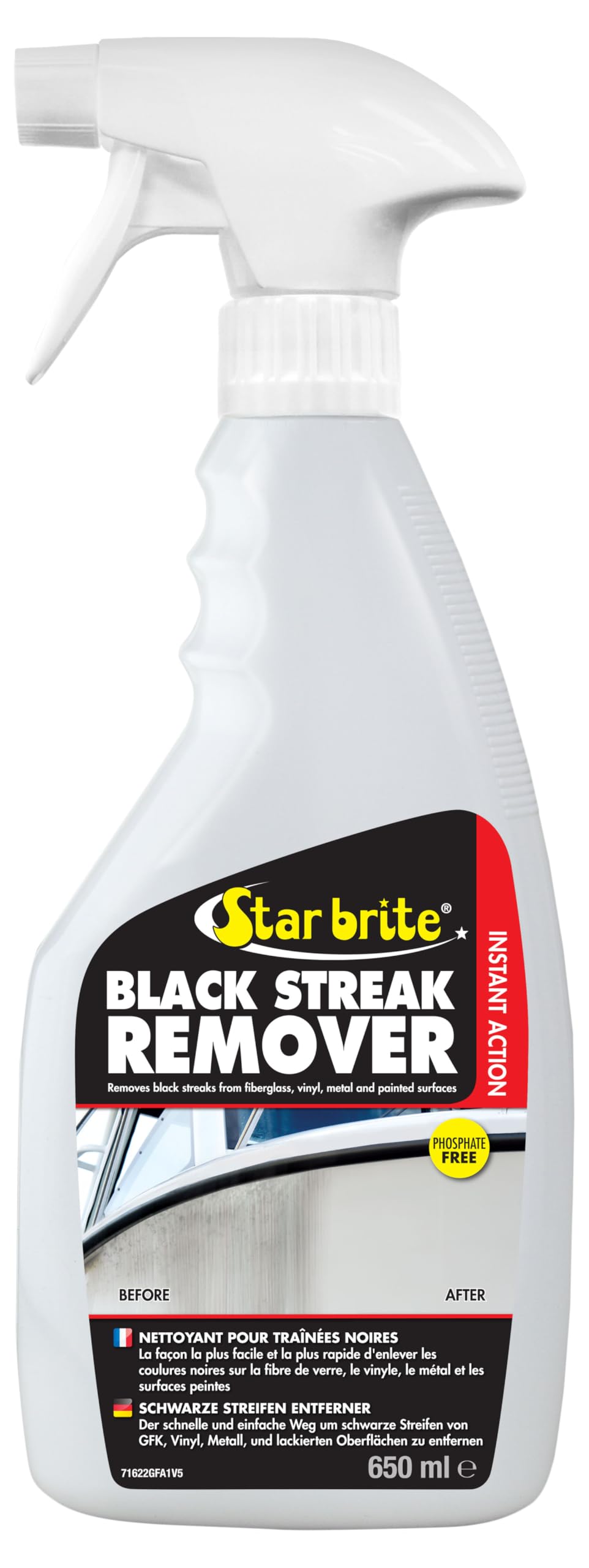 STAR BRITE Instant Quitamanchas para Rayas Negras - Disuelve Grasa, Aceite, Humo y Manchas de Escape en Fibra de Vidrio, Vinilo, Metal, Plástico y Superficies Pintadas - Rocíe, Limpie