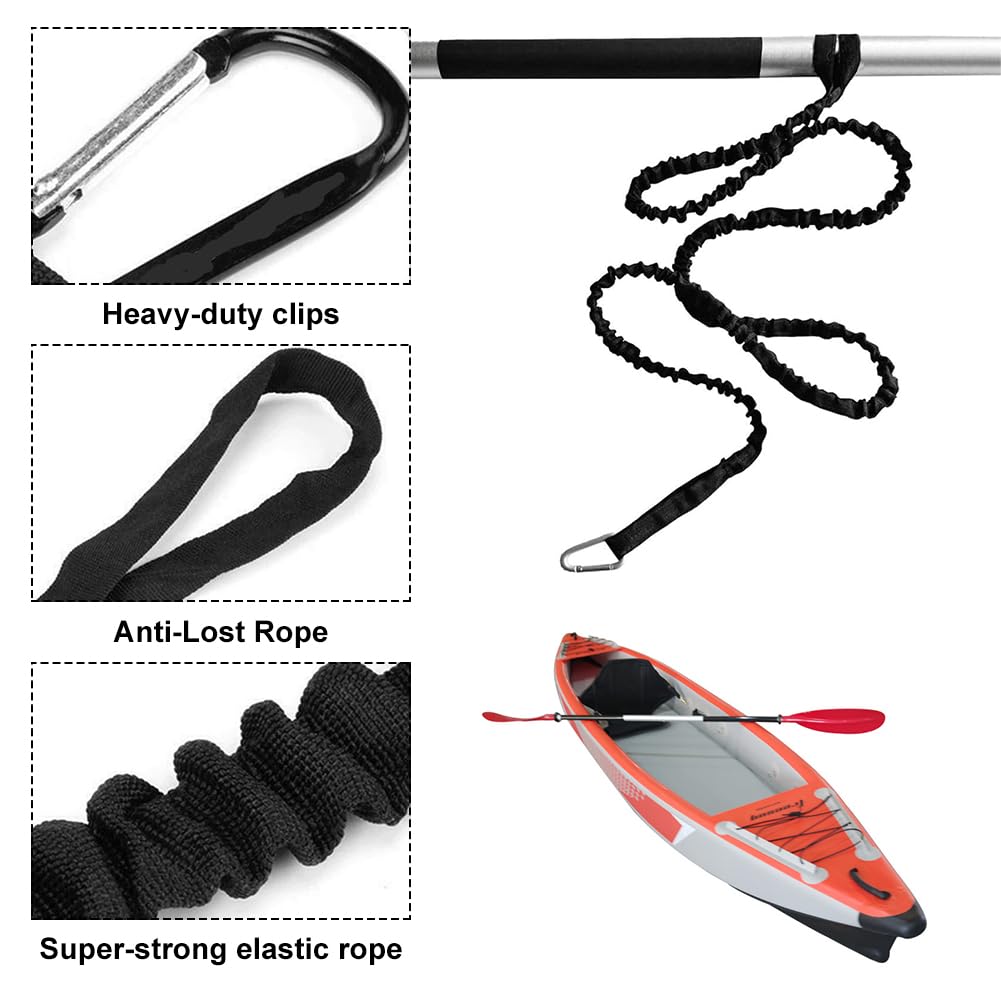 KARELLS Cuerda de Remo para Kayak, Kayak Paddle Correa Caña, Correa de Remo para Canoa y Kayak, Kayak Paddle Leash, 94-155 cm Correas Elástica, Remos de Canoa, Accesorio de Soporte Bastones de Pesca