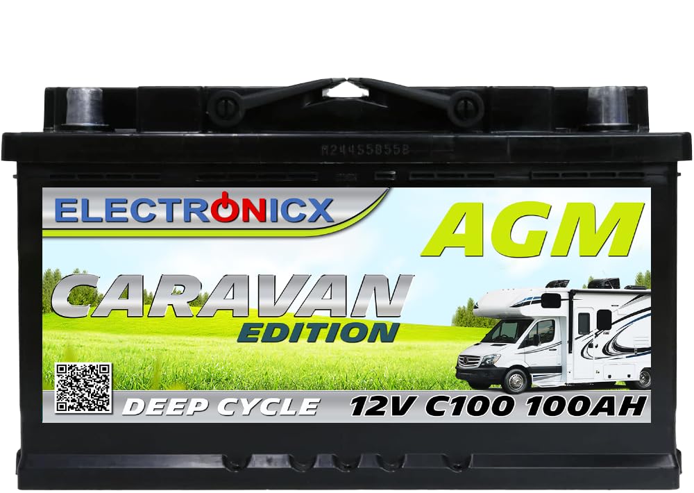 Batería AGM 12v 100Ah Electronicx Caravan Edition, acumulador solar, Suministro batería Caravana Camper Gel