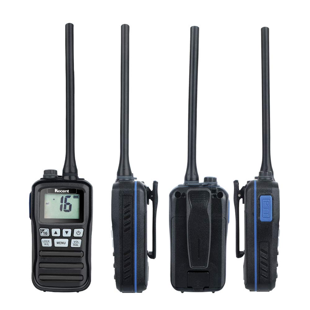 RS-25M VHF Radio marina impermeable IP-X7 156-162MHz banda profesional transceptor marino walkie talkie recargable 16 canales radio de mano bidireccional con cargador de batería para pesca en barco