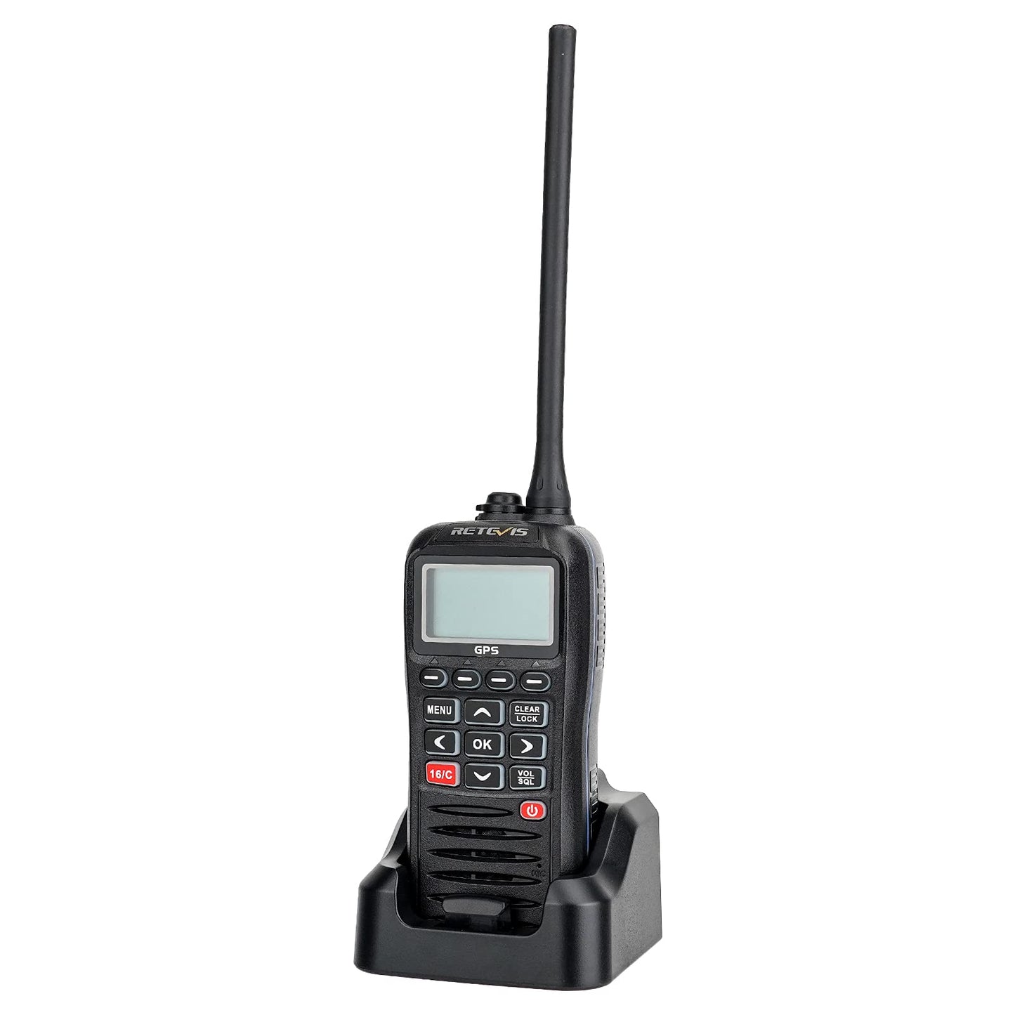 Retevis RM40 Radio VHF Portátil, Radio Marina GPS, IP67 Impermeable, Profesional DSC Radio Marina Portátil, Radio Bidireccional Flotante, Transceptor Marino para Rescate, Guardacostas (Negro,1Pieza)