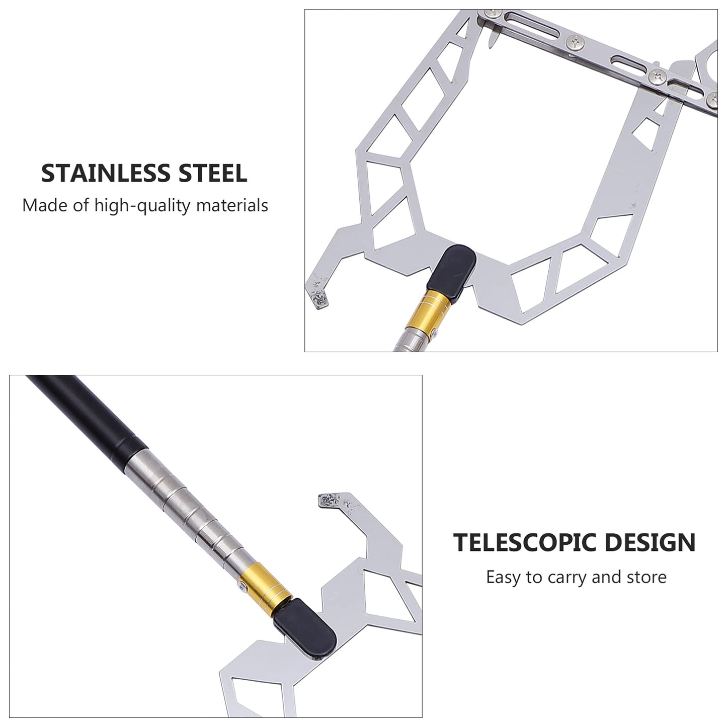 TEHAUX 1 Juego Ancla Gancho Multi-Muelle Poste Telescópico del Bichero Gancho De Poste De Extensión Postes De para Atracar Poste De Equipo Metal De Acero Inoxidable Hilo