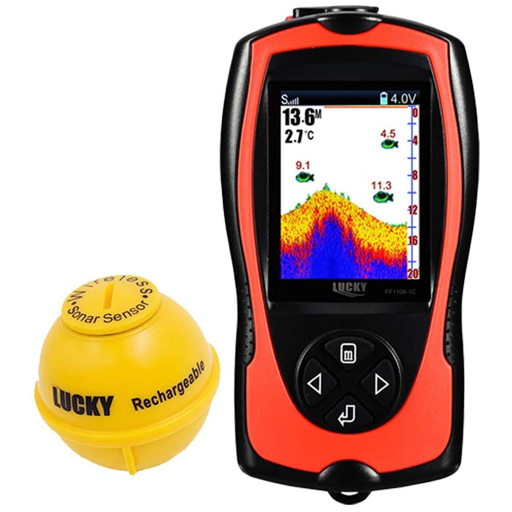 LUCKY Buscador de Peces Portátil Sensor de Sonda Transductor Buscador de Profundidad de Agua Pantalla LCD Ecosonda Buscador de Peces Pesca en Hielo Pesca en el Mar