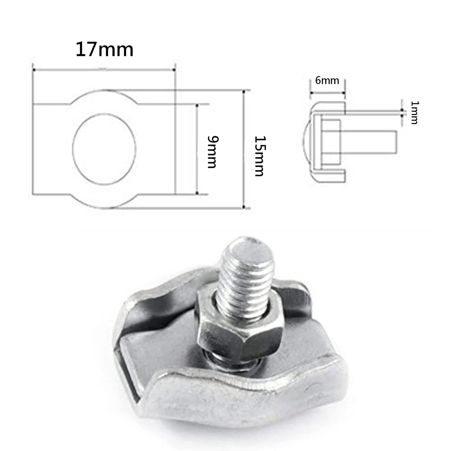 20 Pcs M3 Abrazadera Símplex, Abrazadera Cable Acero, Abrazadera Cuerda Alambre, Resistente Al Agua y Duradera para Usar Sitios Construcción y Barcos