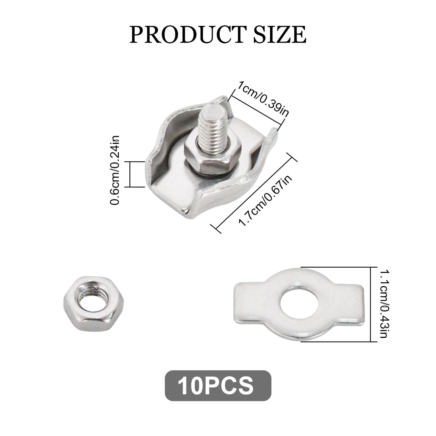 Clip Para Cable De Acero,20 Piezas M3 Abrazadera De Cable Simple,Abrazadera Para Cable De Acero Inoxidable,Clip De Cuerda De Alambre,Para La Fijación De Cables De Acero Y Cables