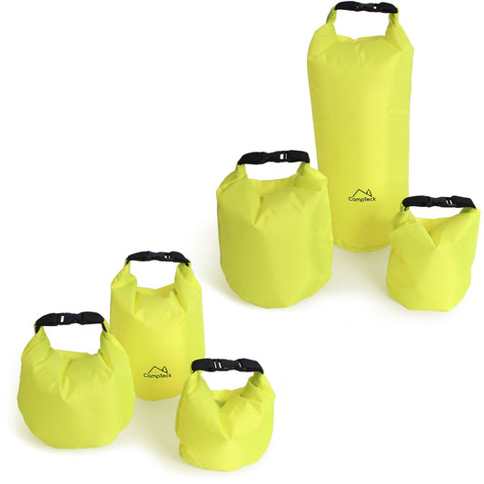 CampTeck 2L, 4L y 8L Dry Bag Bolsa Seca Resistente al Agua para Camping, Rafting, Pesca, Canoa, Kayak, Snowboard, etc. – Verde Neon