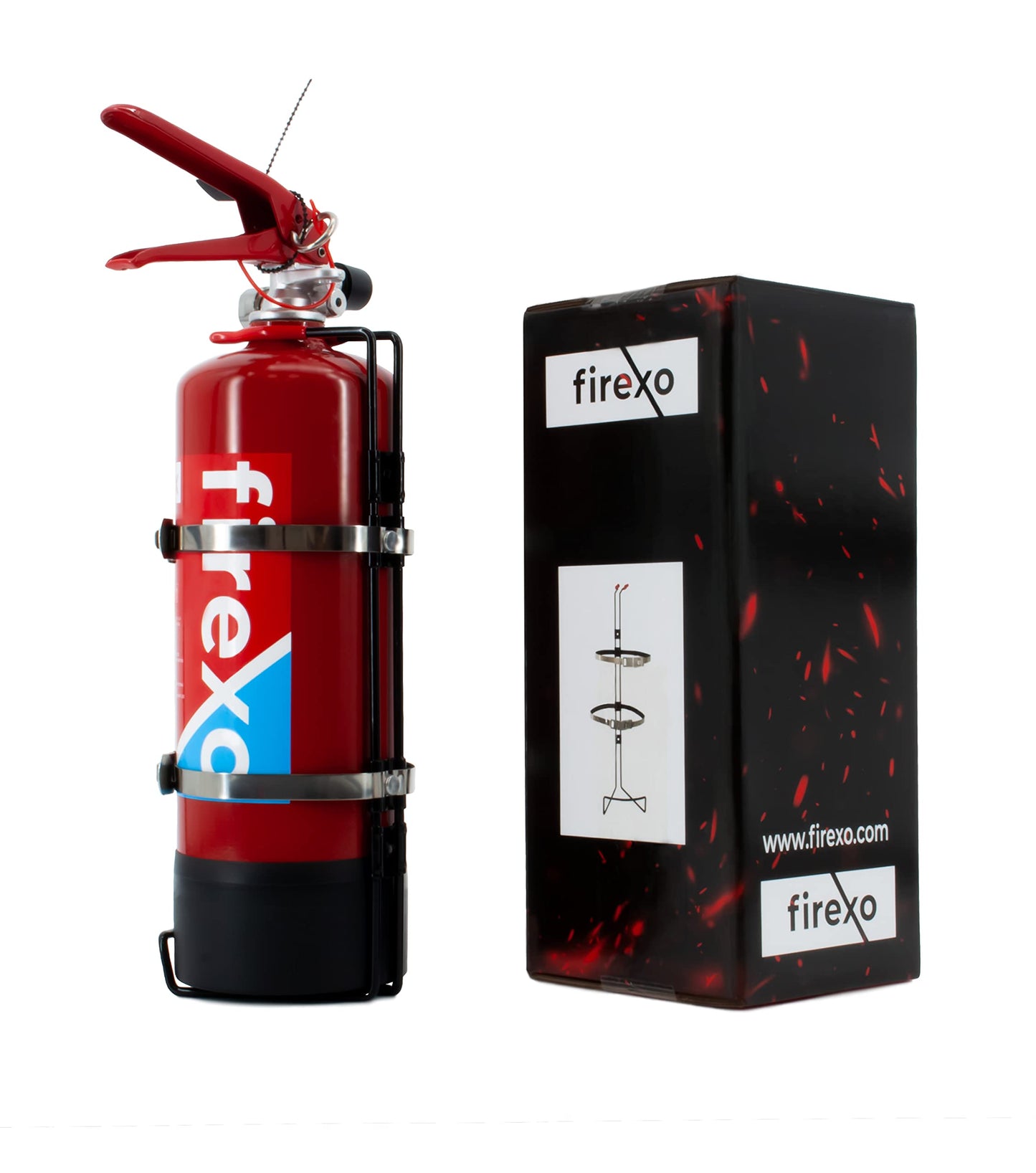 Firexo Soporte de Transporte para extintor de Incendios de 2 litros - Soporte de extintor automático para Paredes, automóviles, autobuses, caravanas, autocaravanas, Barcos y Cualquier vehículo